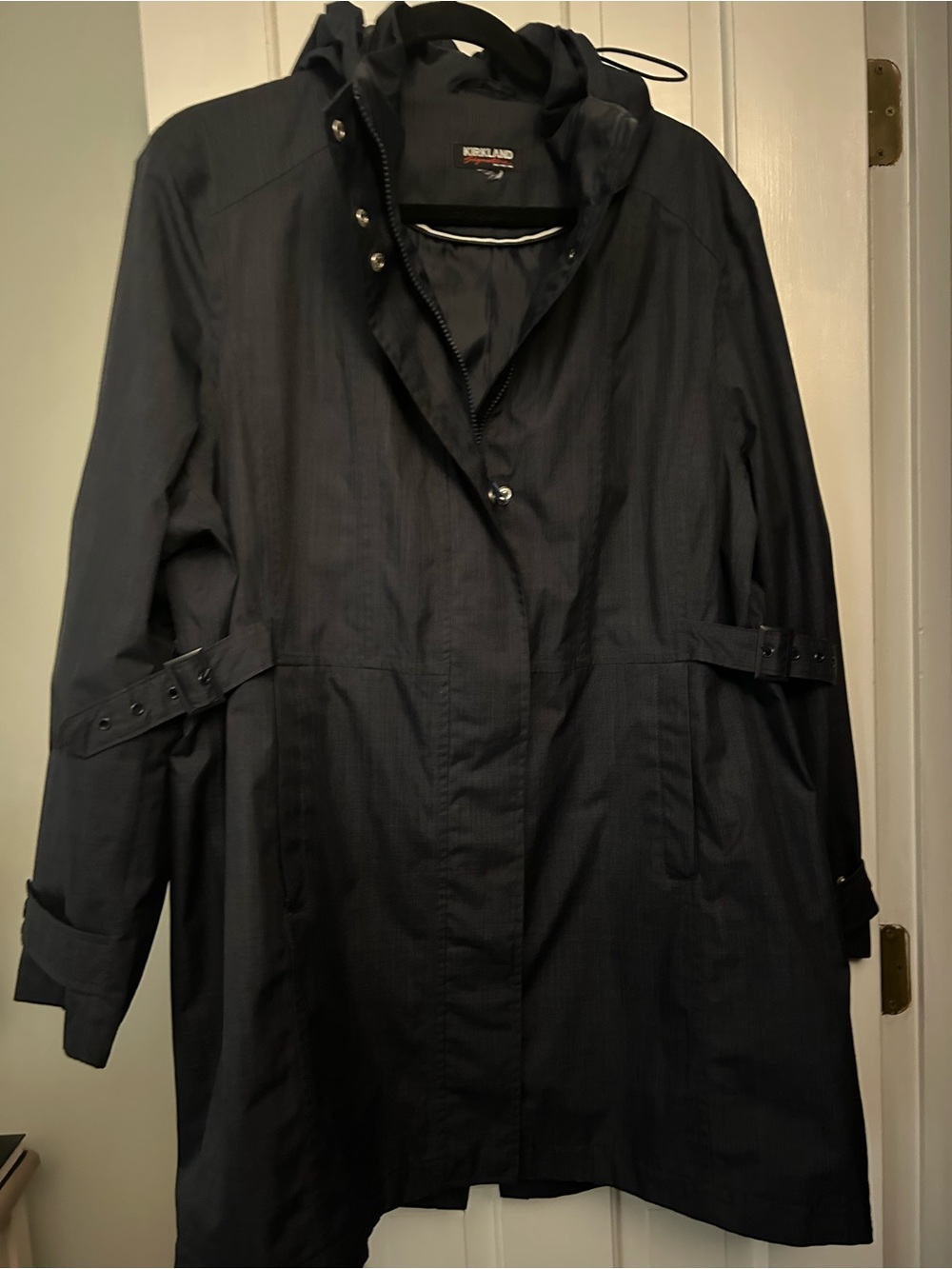 Kirkland Signature Women's Navy Trench Coat with Hood - Picture 8 of 9